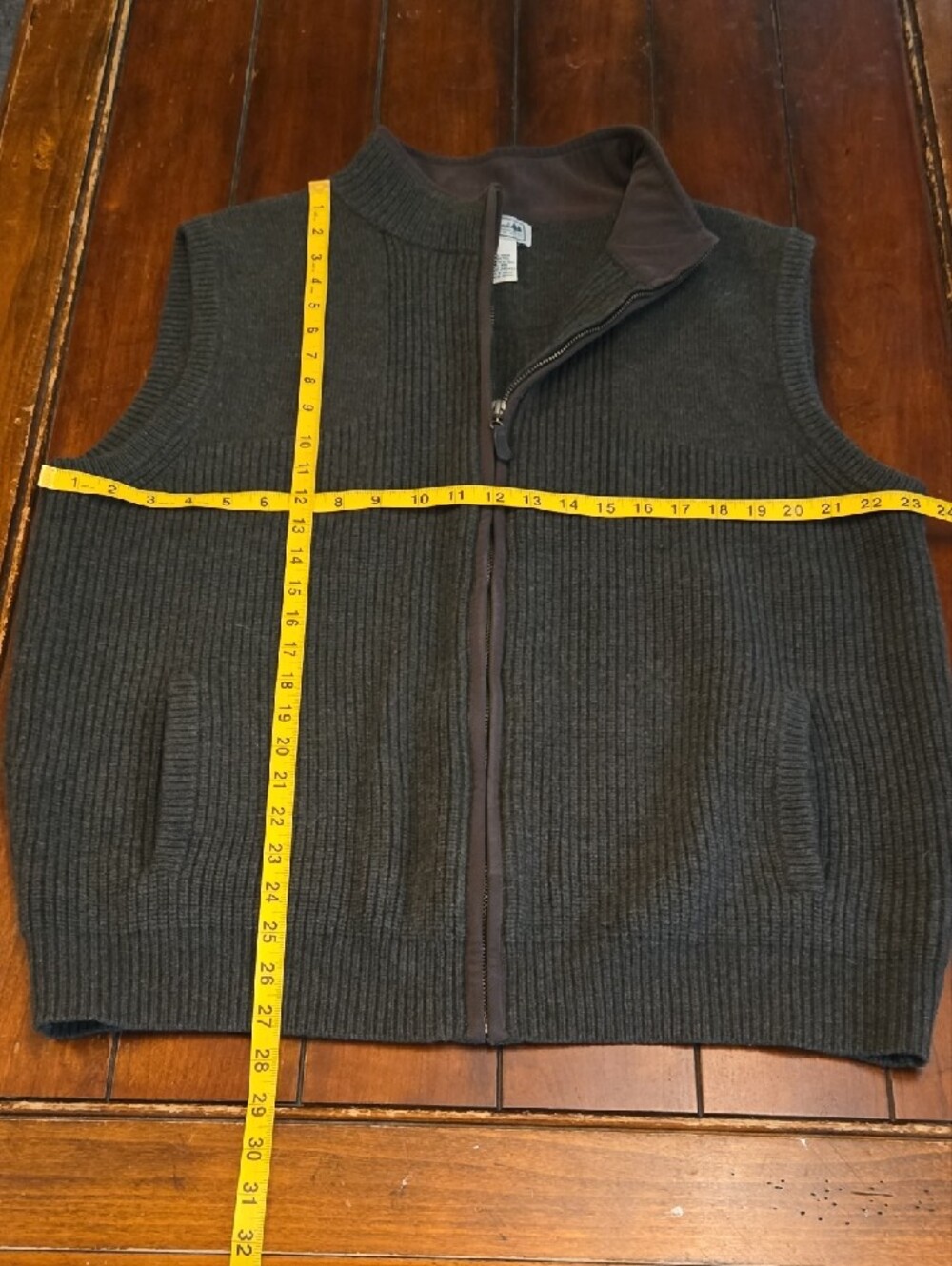 L.L. Bean Dark Green Merino Wool Sweater Vest - Picture 3 of 6